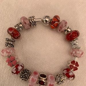 Authentic Pandora sterling silver bracelet with genuine sterling silver beads